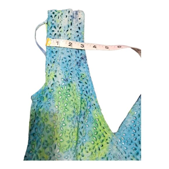 French Connection Women's Dress #714AW Midi Daisy Lace V-Neck Size 4 Blue+Green - Picture 16 of 16